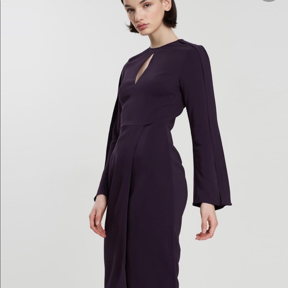 Reiss Anouk Slim Cutout Fitted Dress in Berry Color